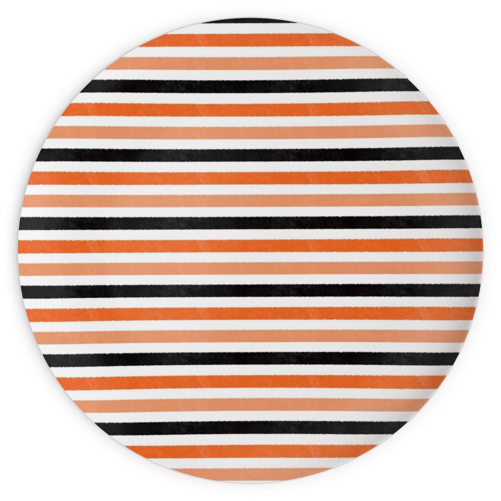 Halloween Stripes - Orange and Black Plates, 10x10, Orange