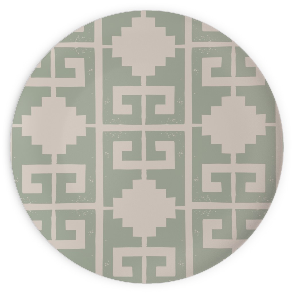 Greek To Me - Green on Cream Plates, 10x10, Green, Classic Green