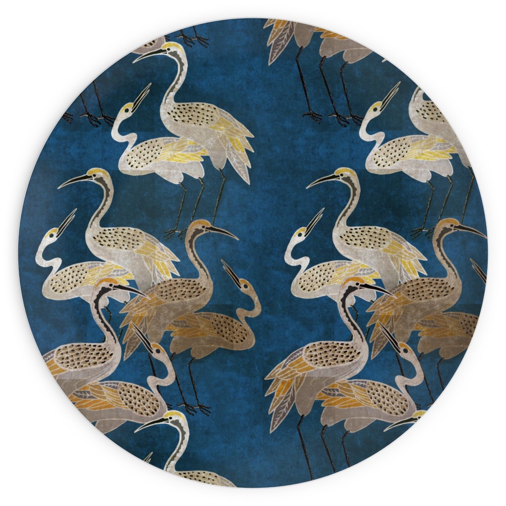 Deco Cranes - Sapphire Plates, 10x10, Blue