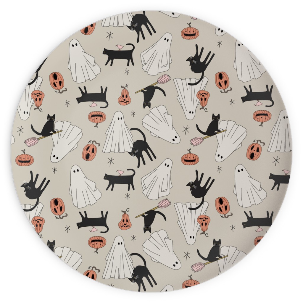 Spooky Halloween Plates, 10x10, Beige