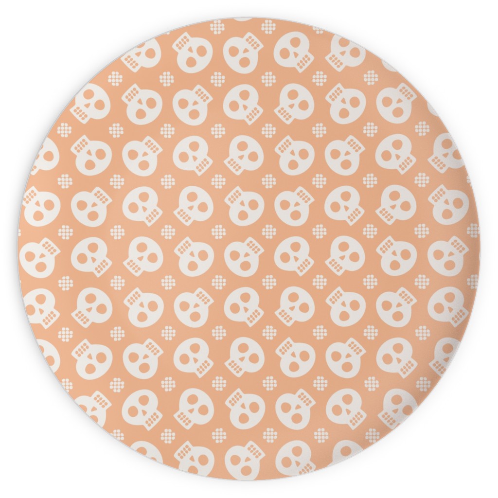 Halloween Skulls Plates, 10x10, Orange