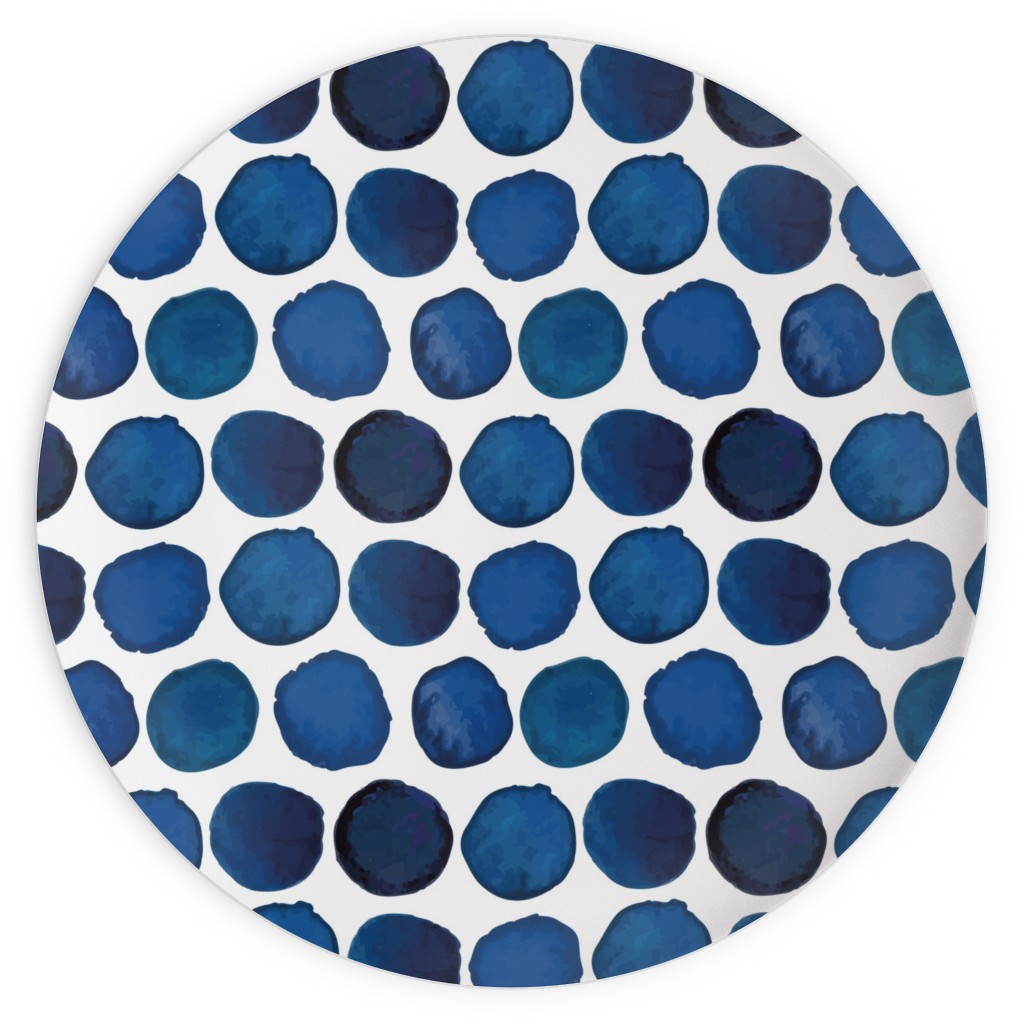 Watercolor Dots - Dark Plates, 10x10, Blue