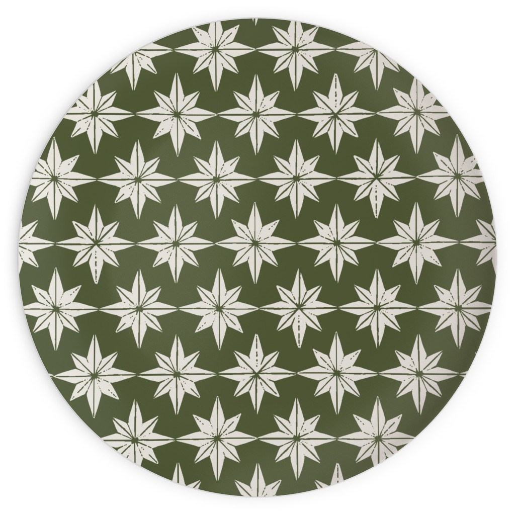 Christmas Star Tiles Plates, 10x10, Green