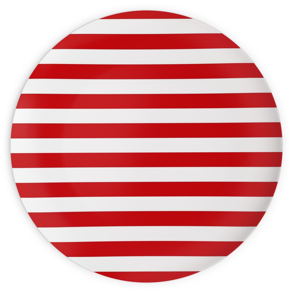 Simple Horizontal Stripe Plates, 10x10, Red