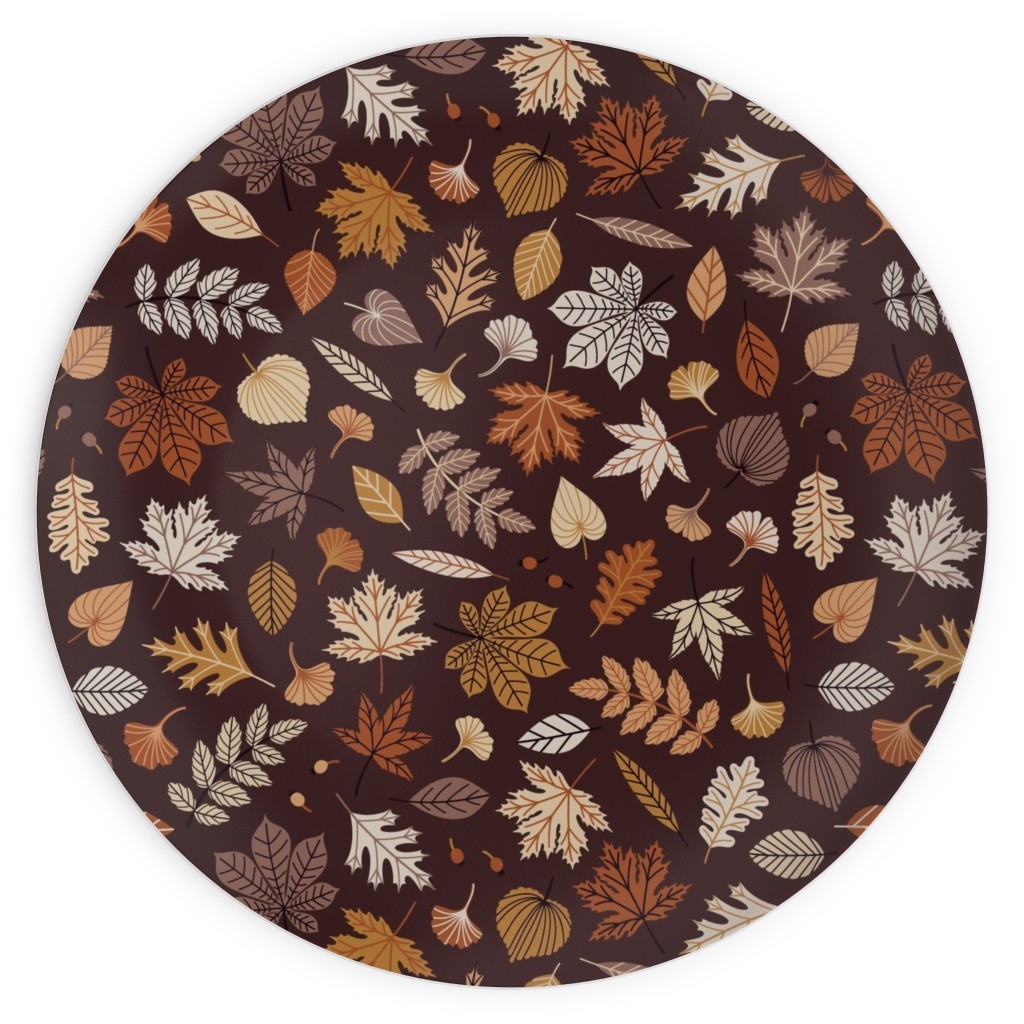 Falling Leaves - Brown Plates, 10x10, Brown
