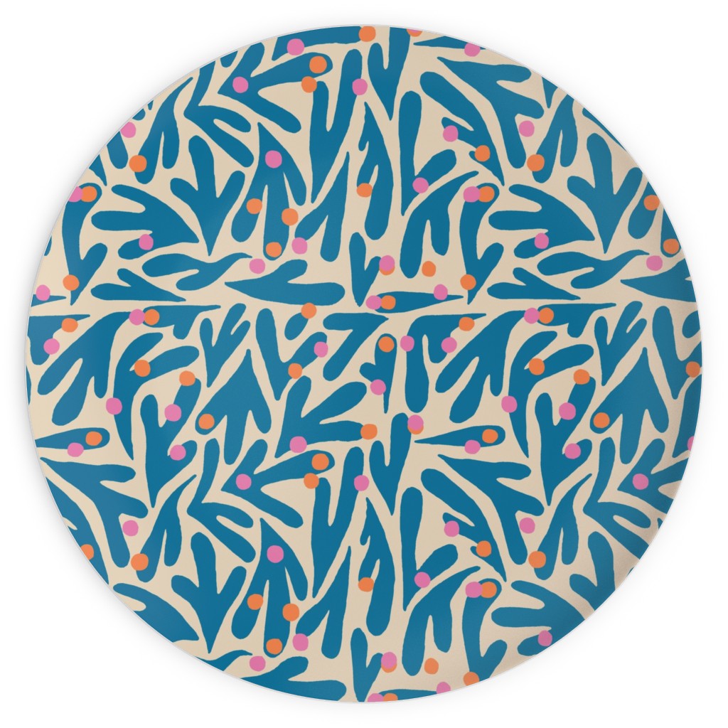 Funky Flora - Blue and White Plates, 10x10, Blue