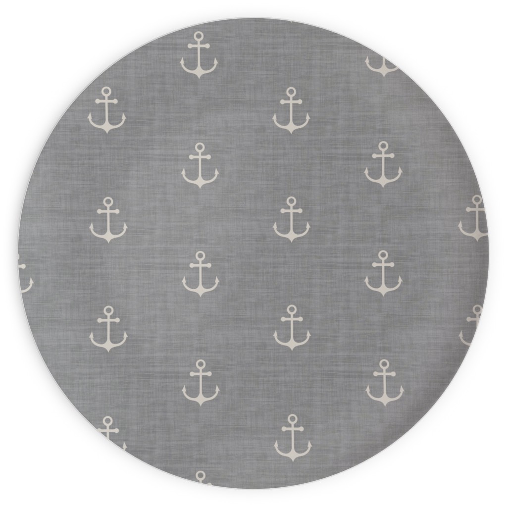 Anchor - Ivory on Light Grey Texture Plates, 10x10, Gray
