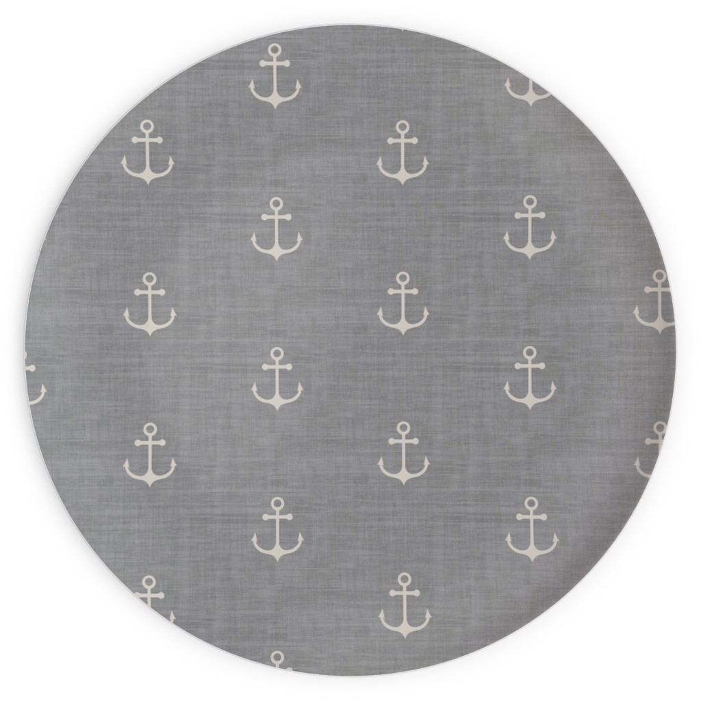 Anchor - Ivory on Light Grey Texture Plates, 10x10, Gray, Gray