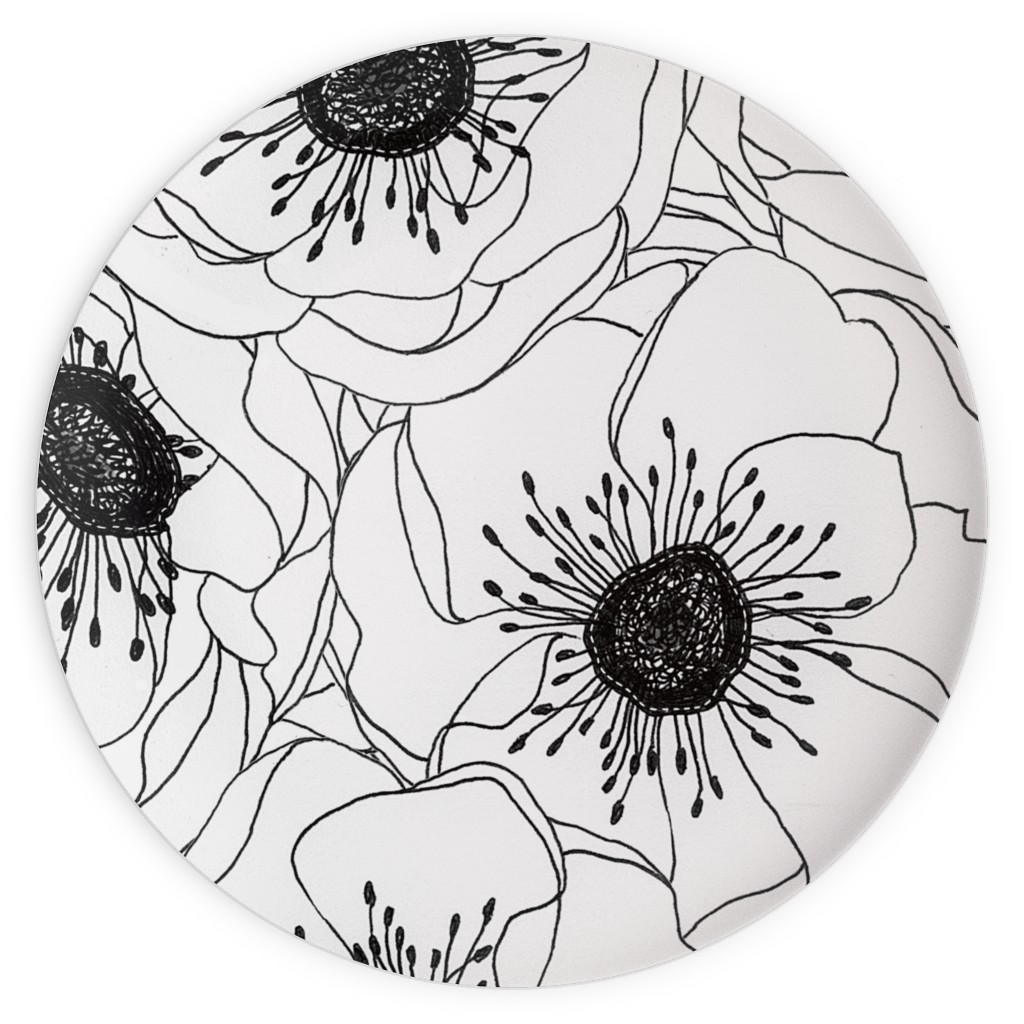 White Anemones - Neutral Plates, 10x10, White