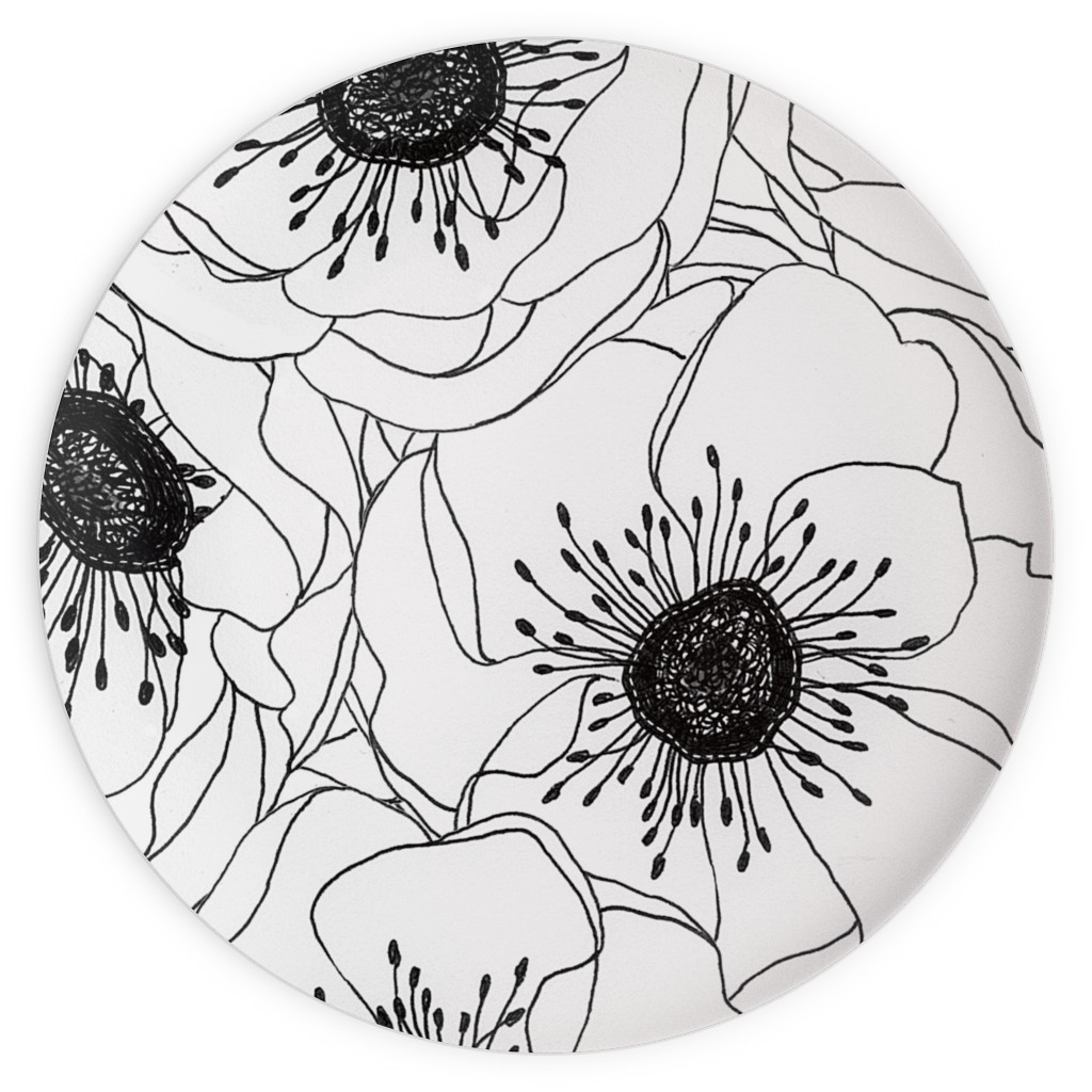 White Anemones - Neutral Plates, 10x10, White, White