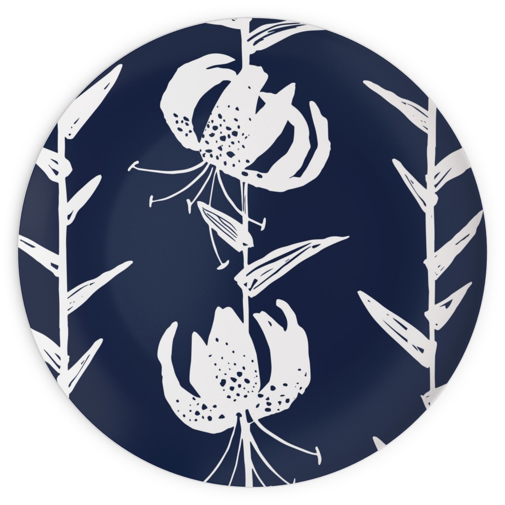 Lily Stripe - Blue Plates, 10x10, Blue