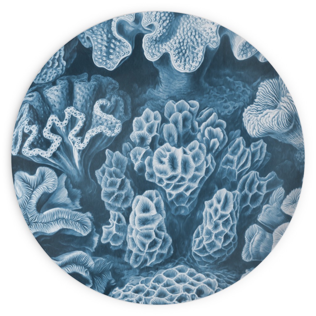 Coral All Over in Sea Blue Plates, 10x10, Blue