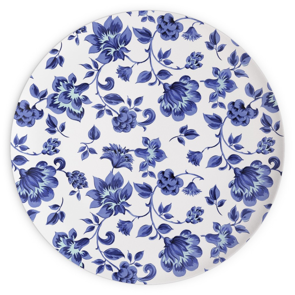 Fleurs De Provence - Blue and White Plates, 10x10, Blue