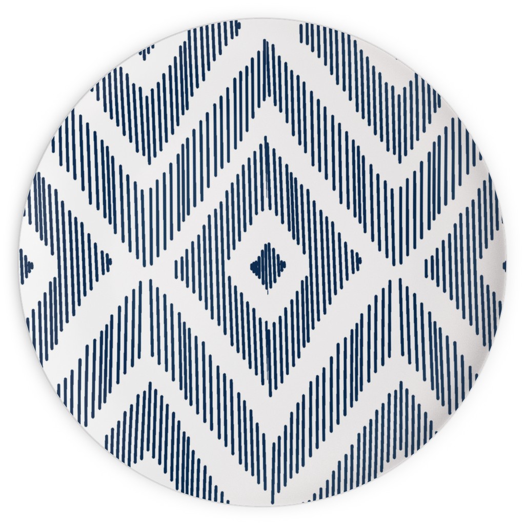 Ikat - Navy Plates, 10x10, Blue, True Blue