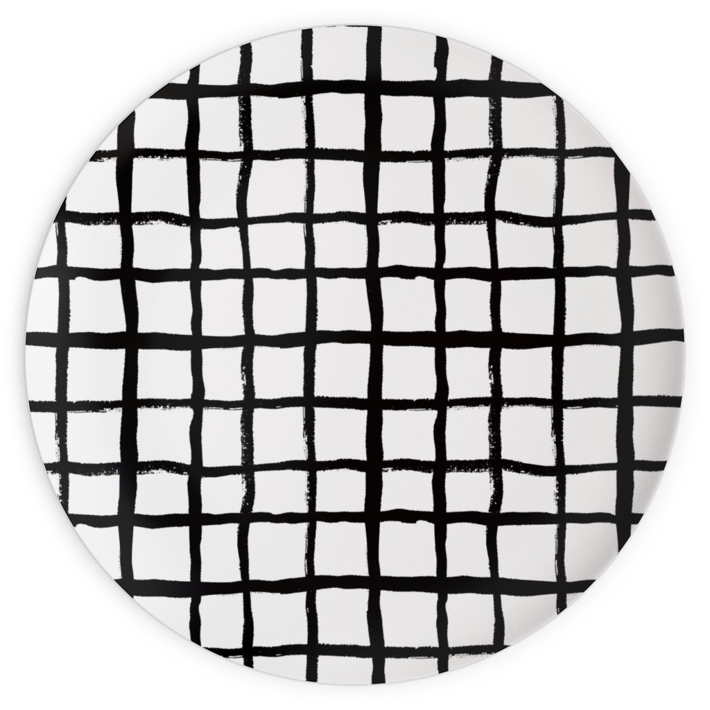 Simple Grid - Classic - Black and White Plates, 10x10, Black