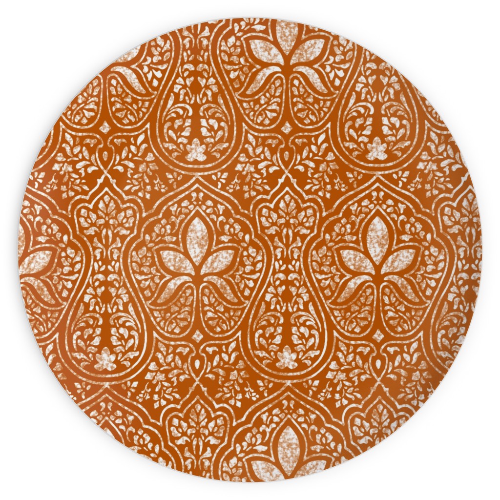 Rajkumari Batik - Spice and White Plates, 10x10, Orange