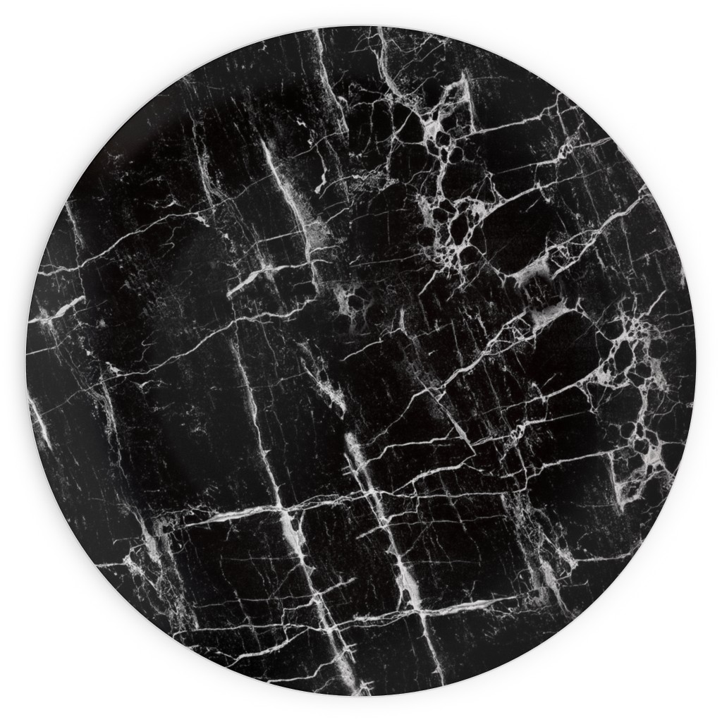 Cracked Black Marble Plates, 10x10, Black