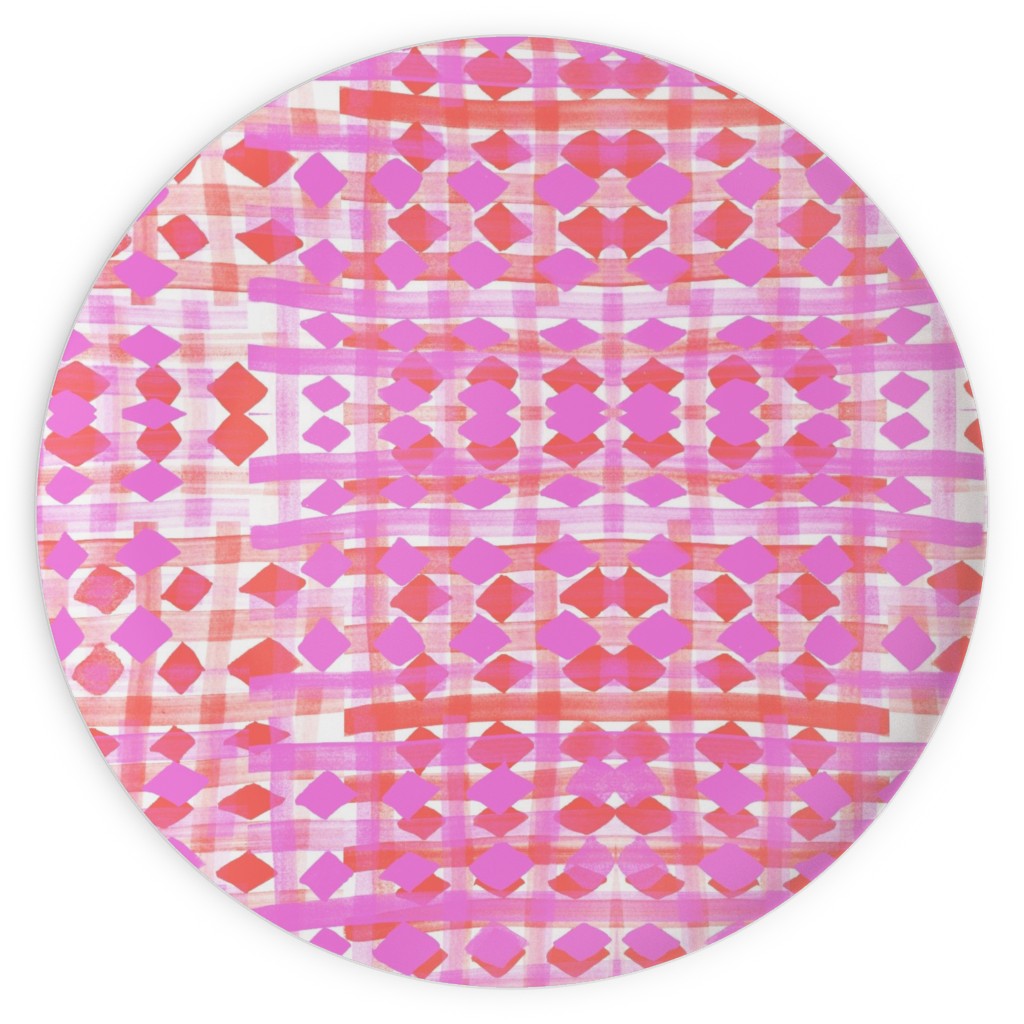 Brush Stripes Geometric - Pink Plates, 10x10, Pink