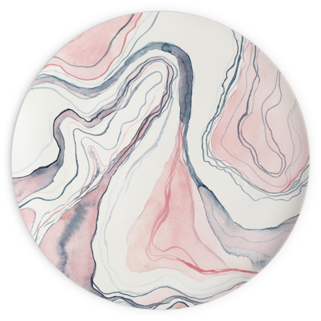 Watercolor Marble Plates, 10x10, Pink