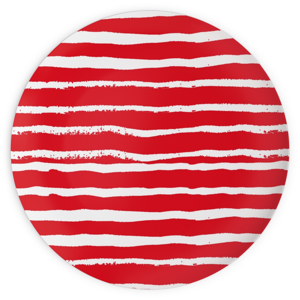 Painted Stripes - Red Plates, 10x10, Red