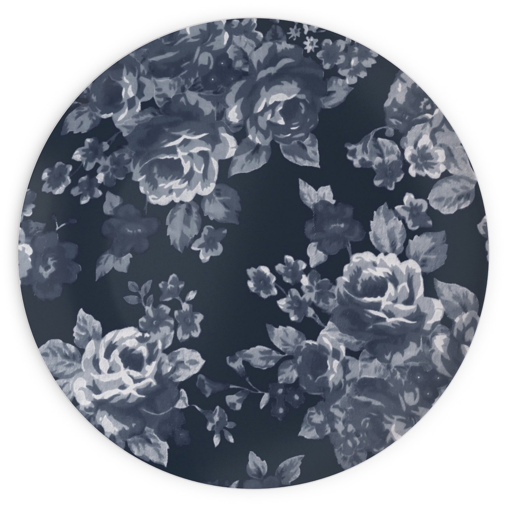 Navy Floral Plates, 10x10, Blue, True Blue