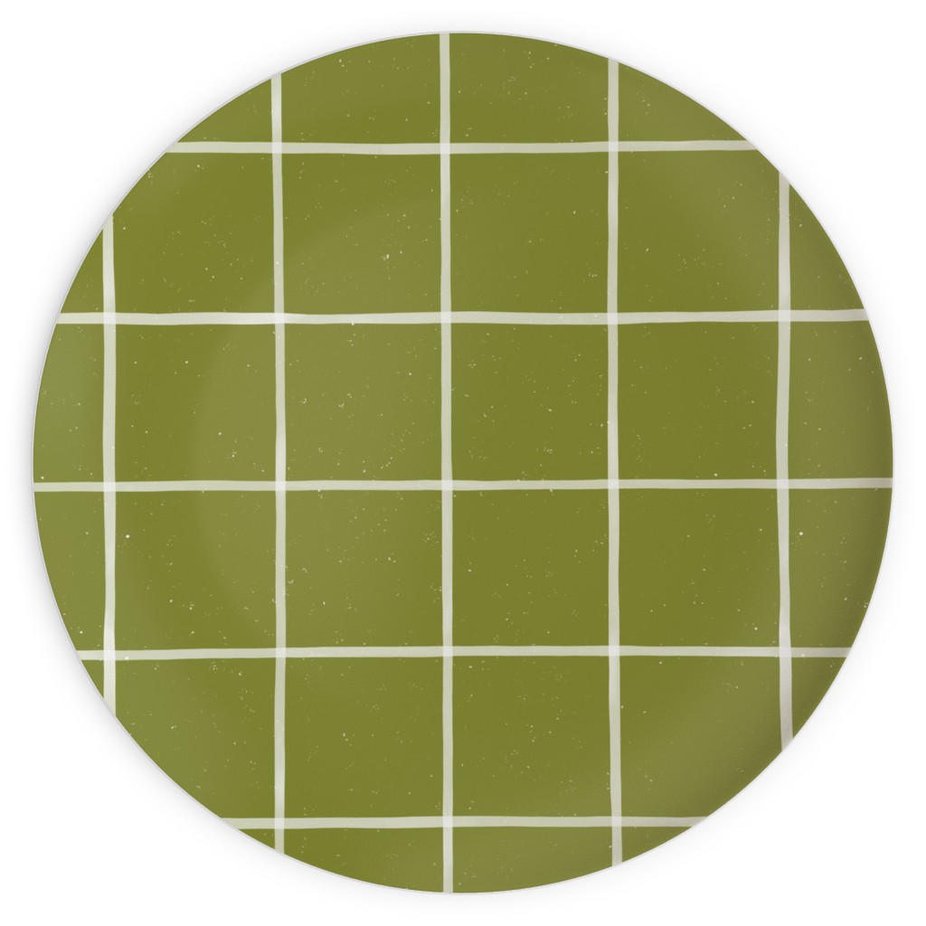 Watercolor Windowpane - Green Plates, 10x10, Green