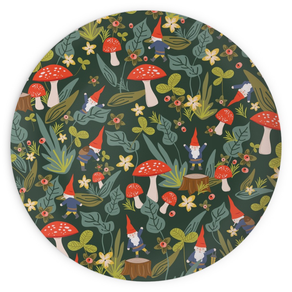Woodland Gnomes - Green Plates, 10x10, Green