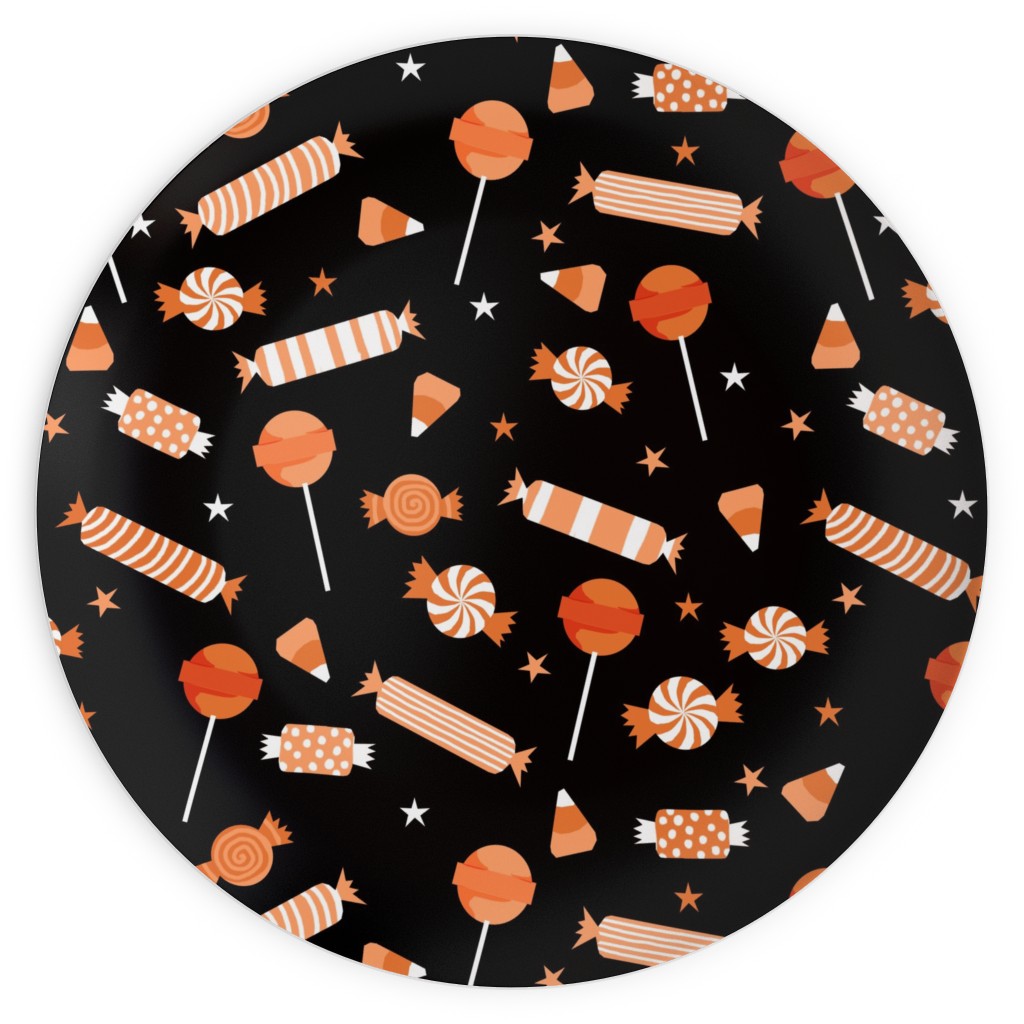 Halloween Candy - Orange and Black Plates, 10x10, Black