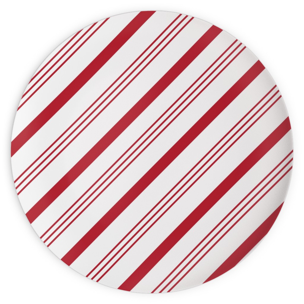 Candy Cane Stripes - Red on White Plates, 10x10, Red