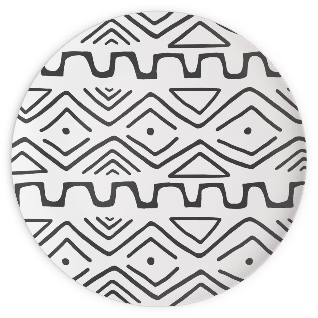 Mud Cloth - White Plates, 10x10, White