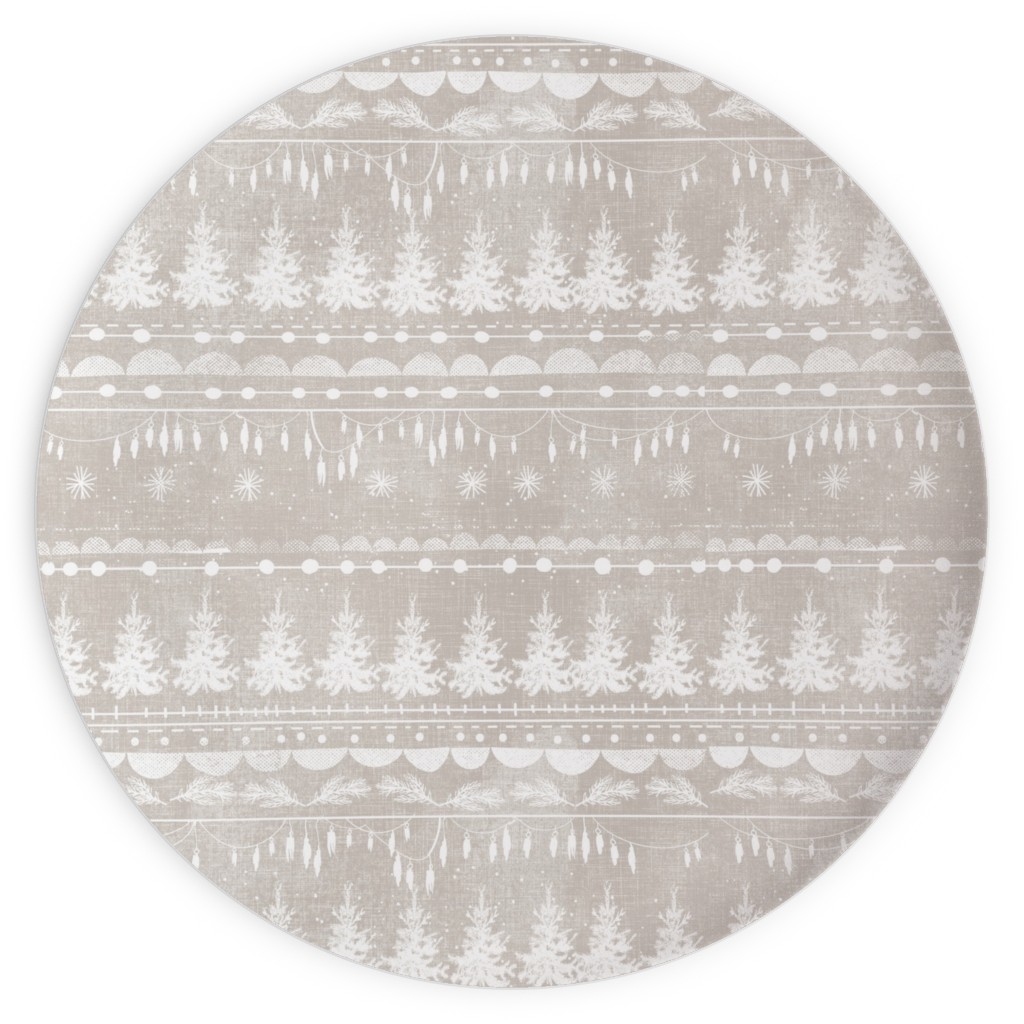 Vintage Christmas Stripe Plates, 10x10, Gray