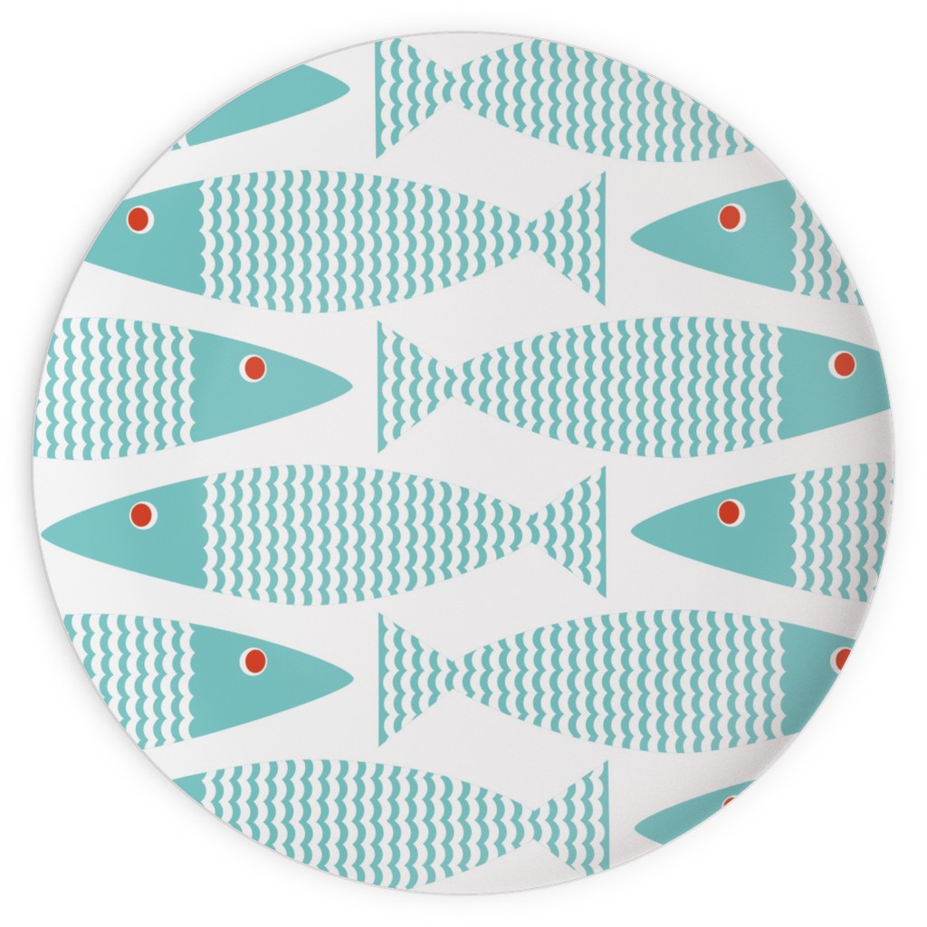 Wavy Bass Plates, 10x10, Blue, Dove Gray