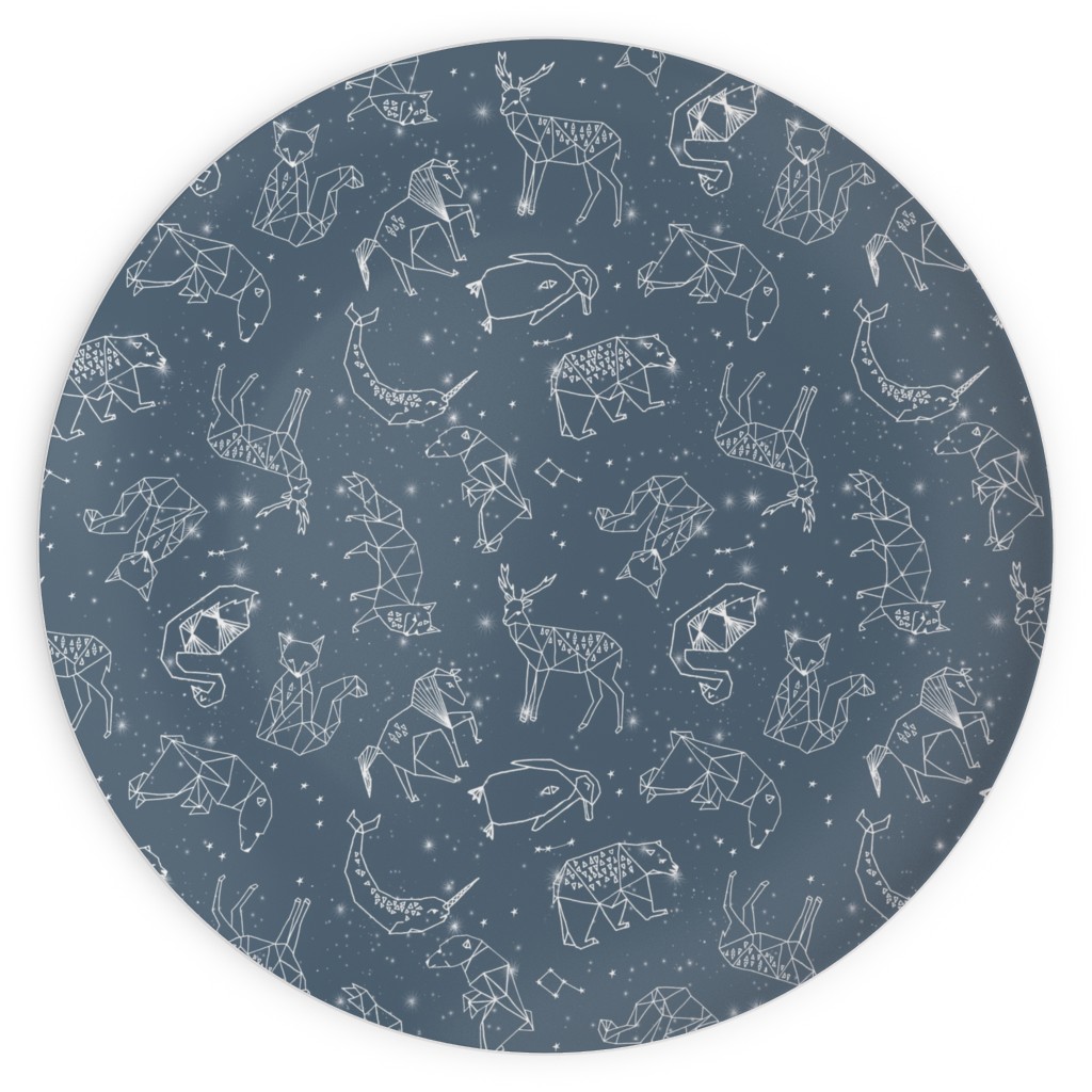 Animal Constellations - Blue Plates, 10x10, Blue
