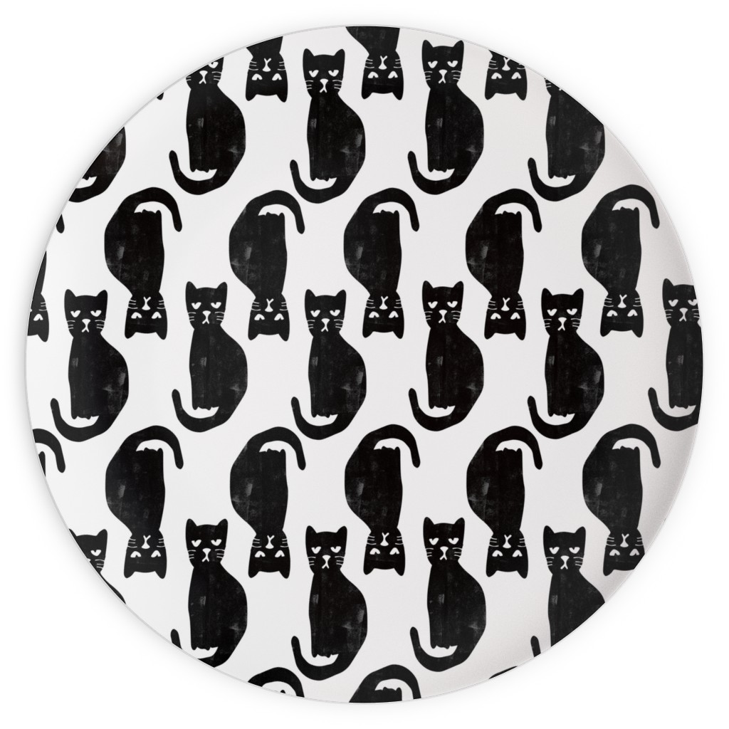 Black Cat Plates, 10x10, Black