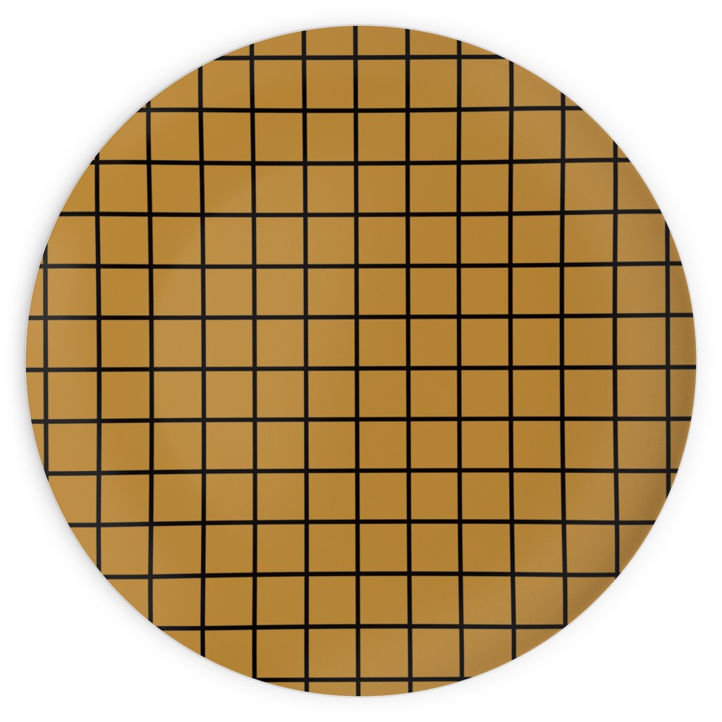 Square Grid Plates, 10x10, Brown