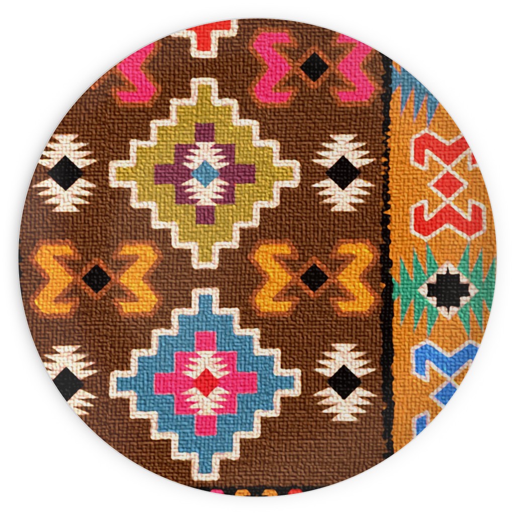 Kilim - Brown Plates, 10x10, Multicolor