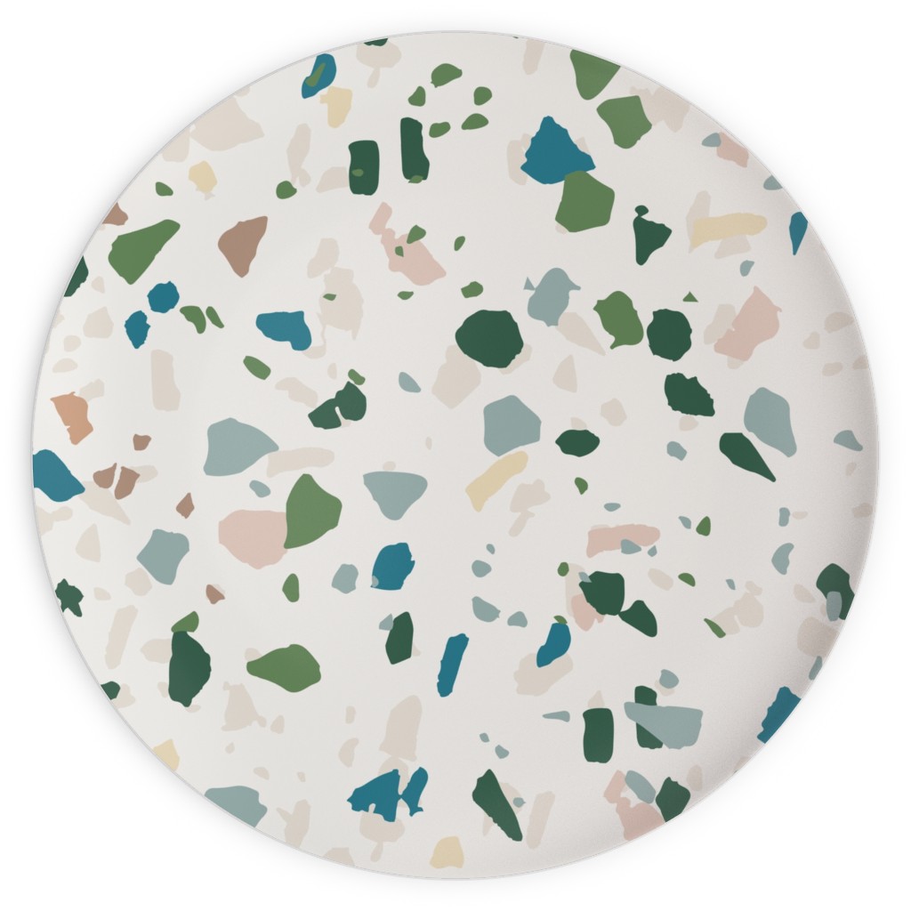 Terrazzo - Green on Cream Plates, 10x10, Green, Classic Green