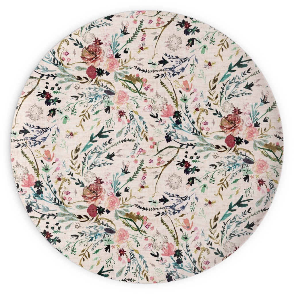Fable Floral - Multi on Blush Plates, 10x10, Multicolor