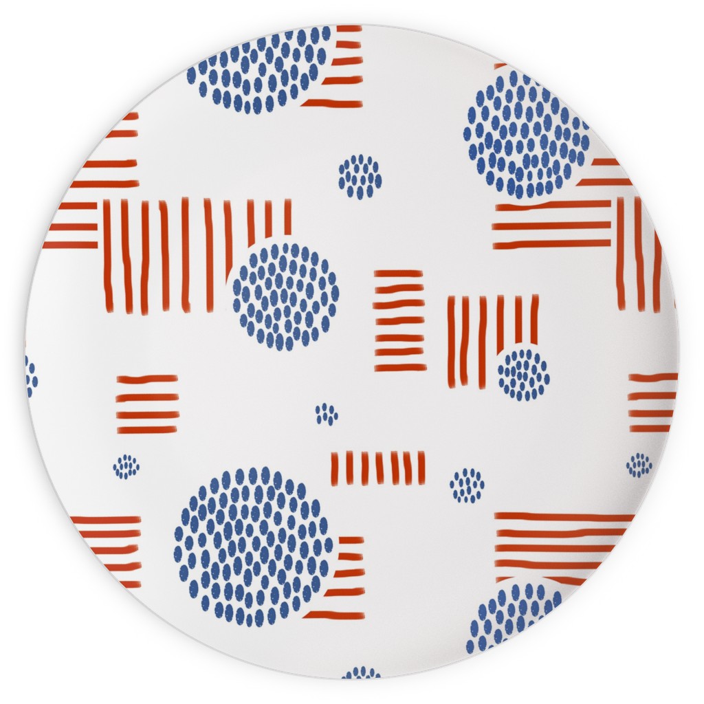 Imperfection in Red, White and Blue Plates, 10x10, Red