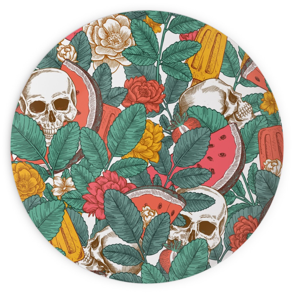 Summer Skull - Multi Plates, 10x10, Green