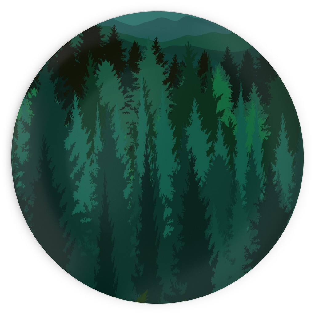 Mountain Landscape - Green Plates, 10x10, Green