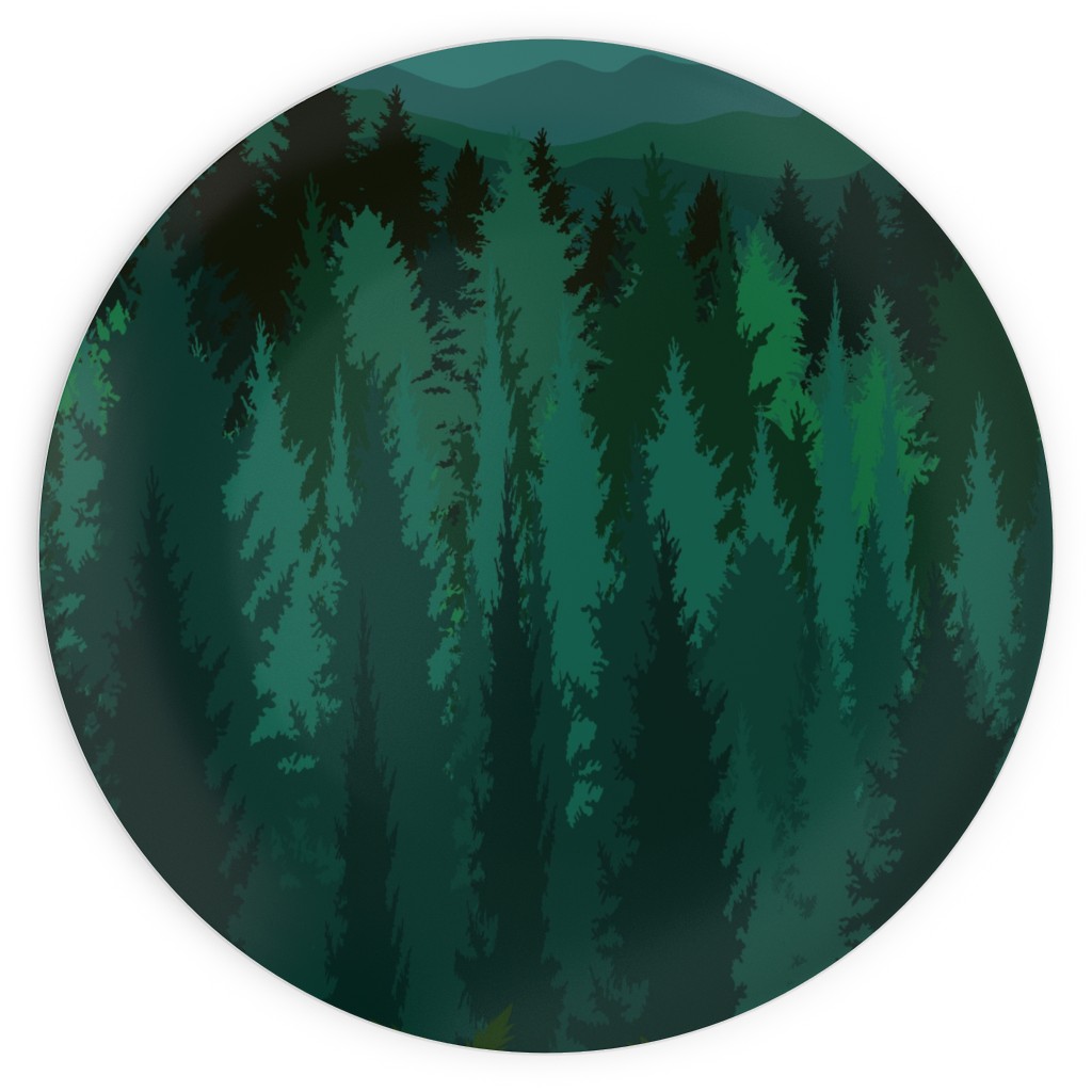 Mountain Landscape - Green Plates, 10x10, Green, Classic Green