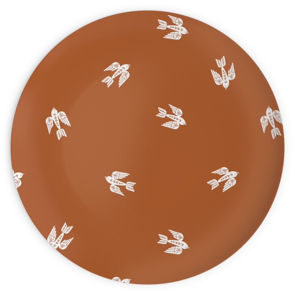 Bird Folk - Rust Plates, 10x10, Orange