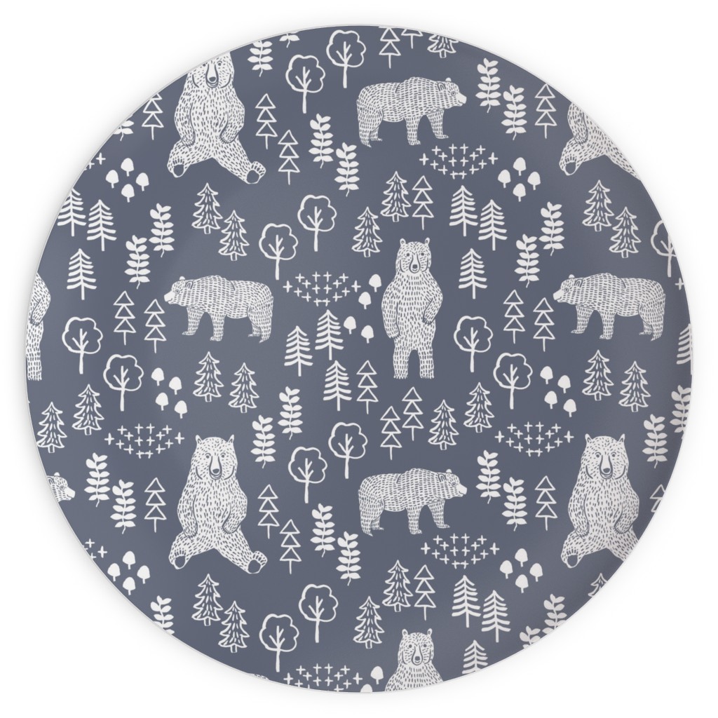 Woodland Bear Plates, 10x10, Gray