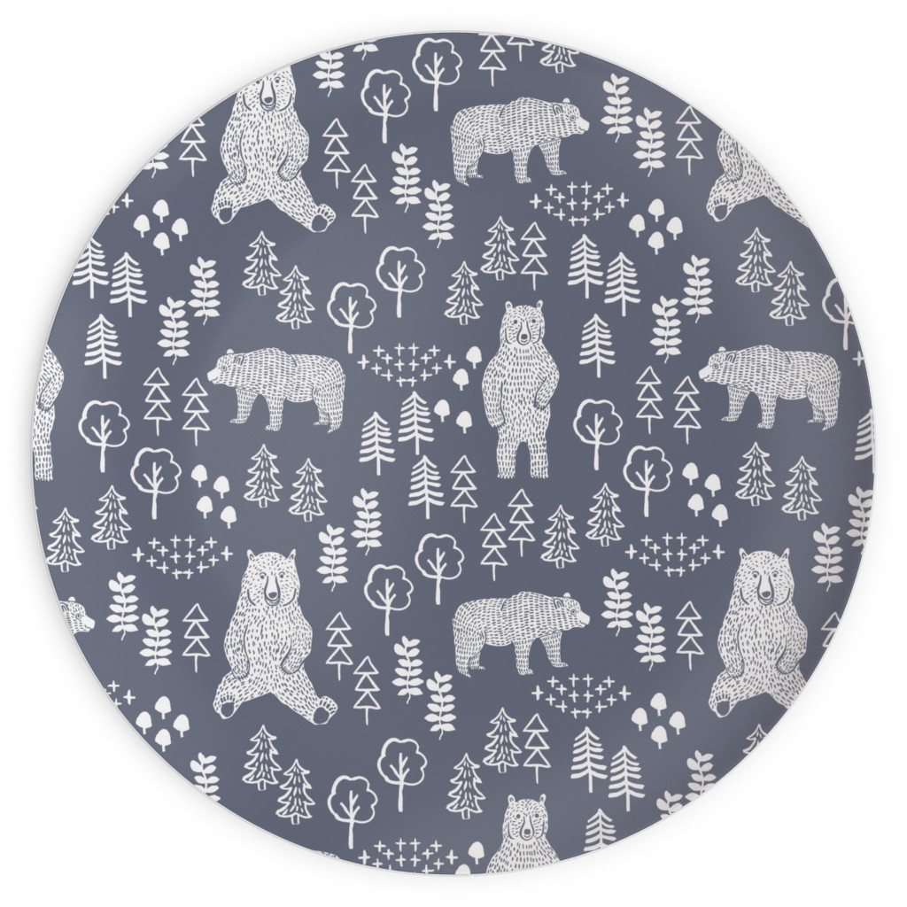 Woodland Bear Plates, 10x10, Gray, Gray