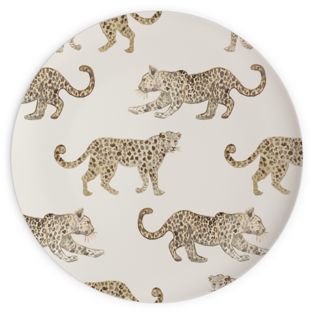 Leopard Parade Plates, 10x10, Beige