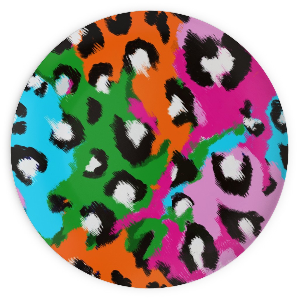 Leopard Print - Bright Plates, 10x10, Multicolor