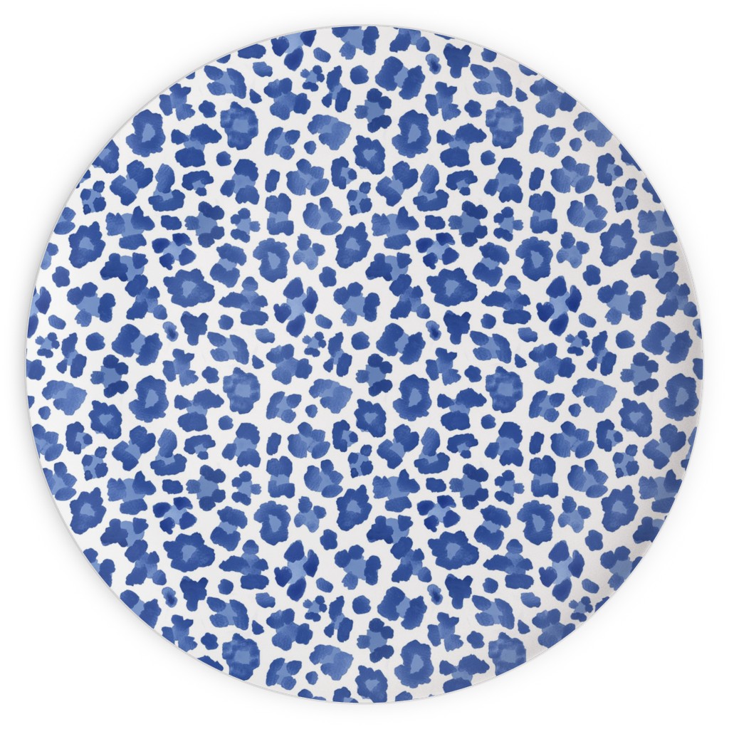 Leopard Pattern Print Plates, 10x10, Blue