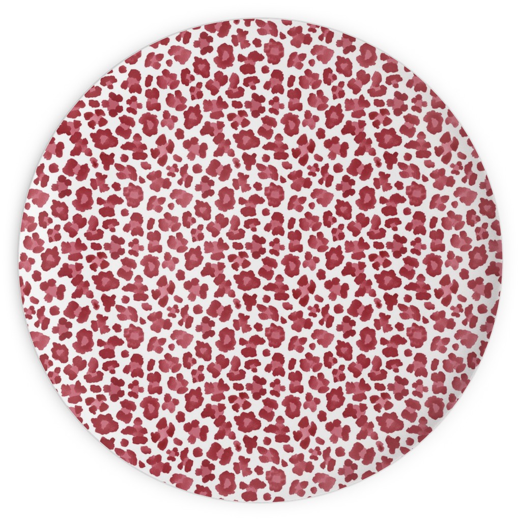 Leopard Pattern Print Plates, 10x10, Red