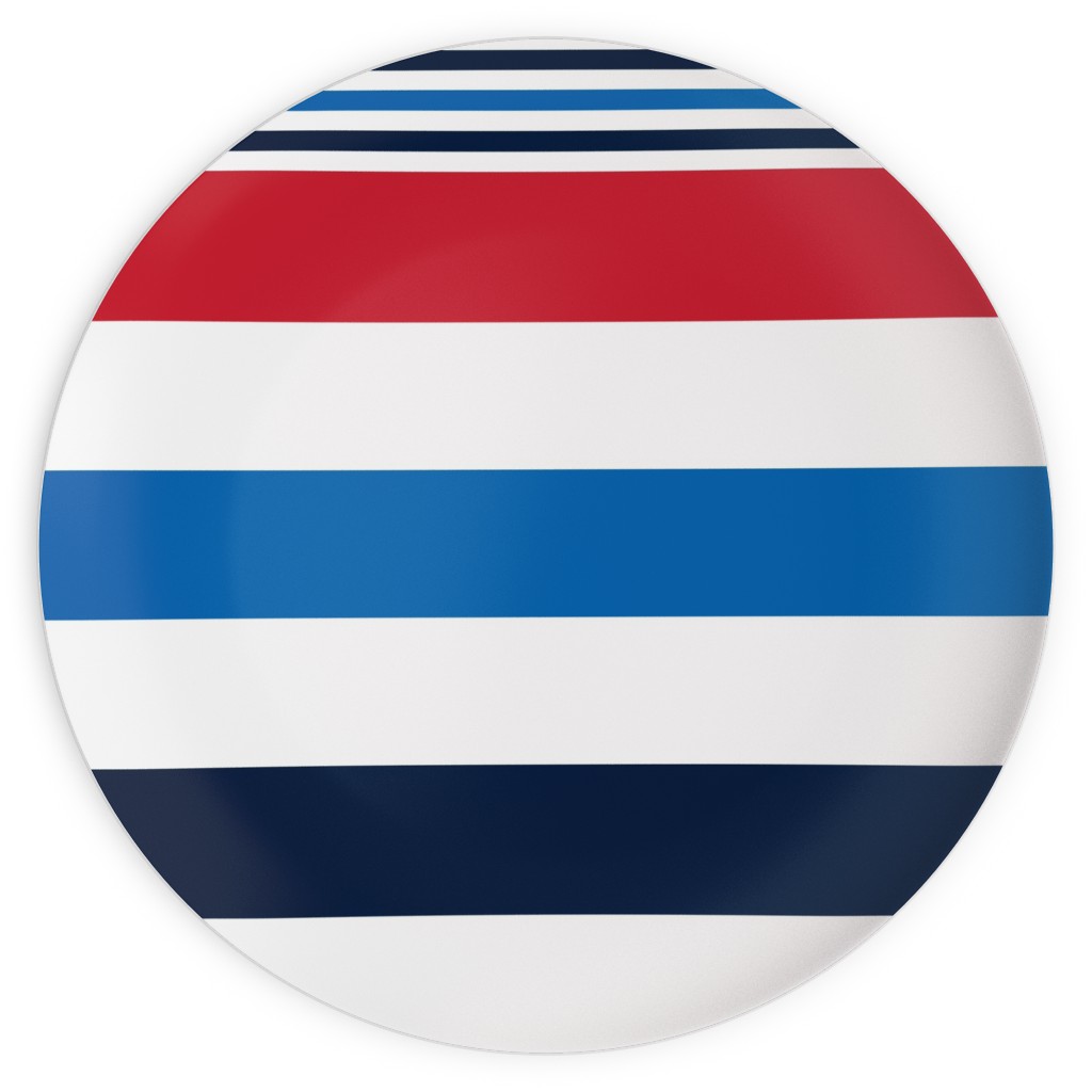 Horizontal Stripes - Red White and Blue Plates, 10x10, Red